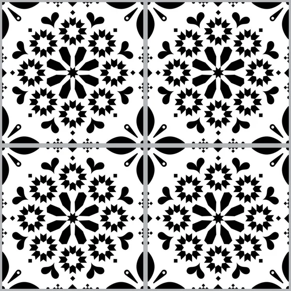 Fas veya Türk fayanssız vektör tasarımı, siyah ve beyaz tekrarlayan geometrik desen