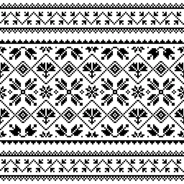 Ukrainian Belarusian Slavic Folk Art Vector Seamless Pattern Print Traditional — Stock Vector