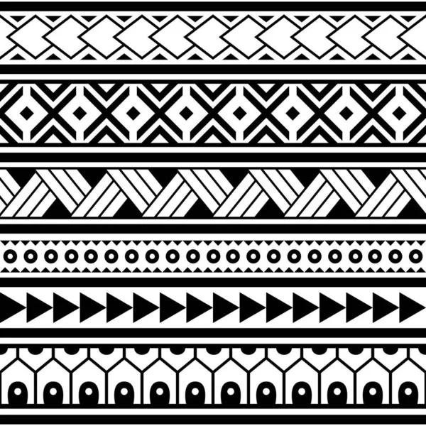 Polynesian Ethnic Maori Geometric Seamless Vector Pattern Cool Hawaiian Tribal — Stock Vector