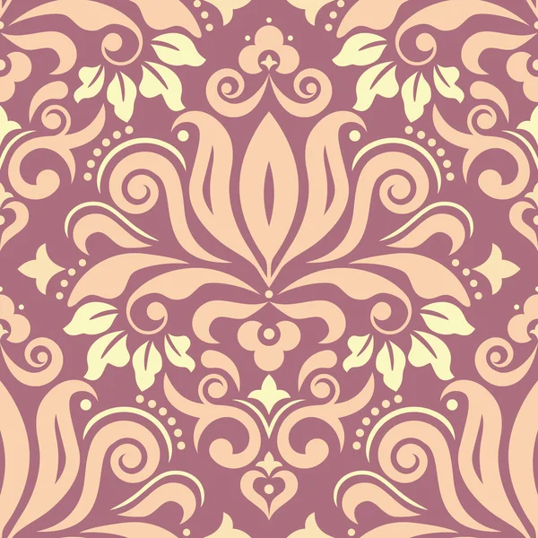 Royal Damast Tapete Mit Stoffmuster Retro Textilvektordesign Mit Blumen Blättern — Stockvektor