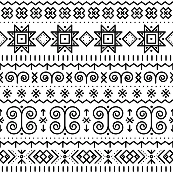 Slowaakse Folk Kunst Vector Naadloze Geometrische Zwarte Patroon Wit Met — Stockvector