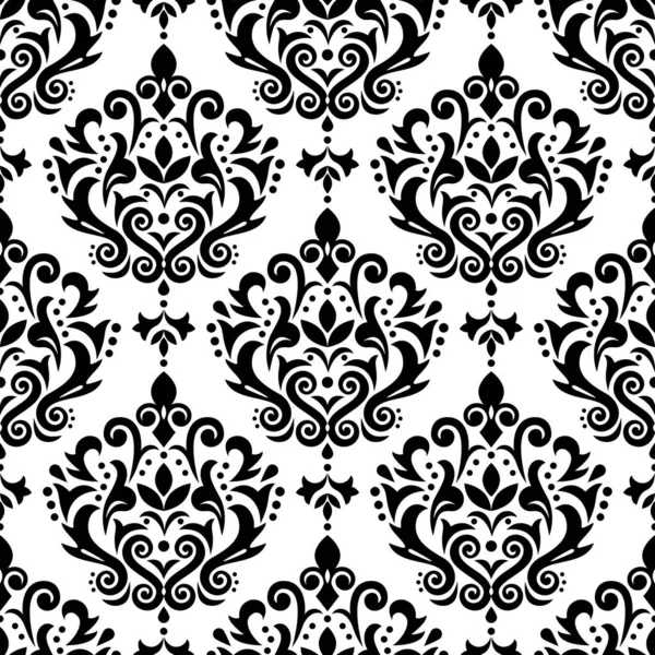 Damask Elegant Vector Seamless Pattern Victorian Textile Fabric Print Design — Stock Vector