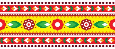 Hint ve Pakistanlı kamyon sanat vektörleri uzun yatay dizayn, Diwali canlı tekstil ya da çiçek motifli kumaş deseni