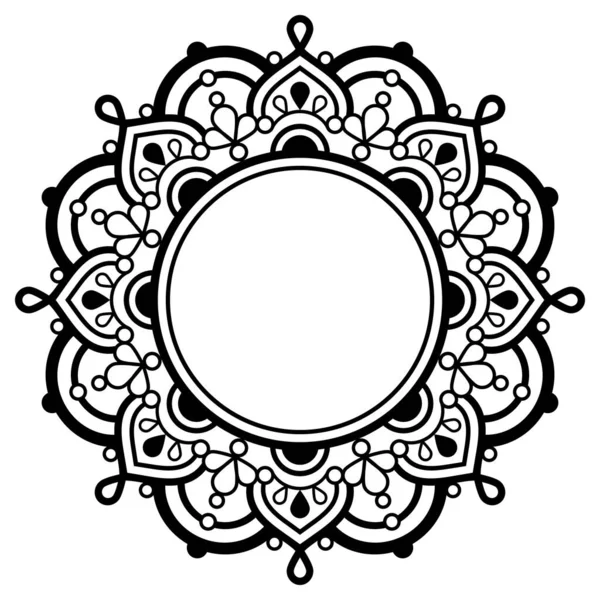 Bohemian Cool Mandala Schablonendekoration Monochromer Symmetrischer Hintergrund Schwarz Weiß Yoga — Stockvektor