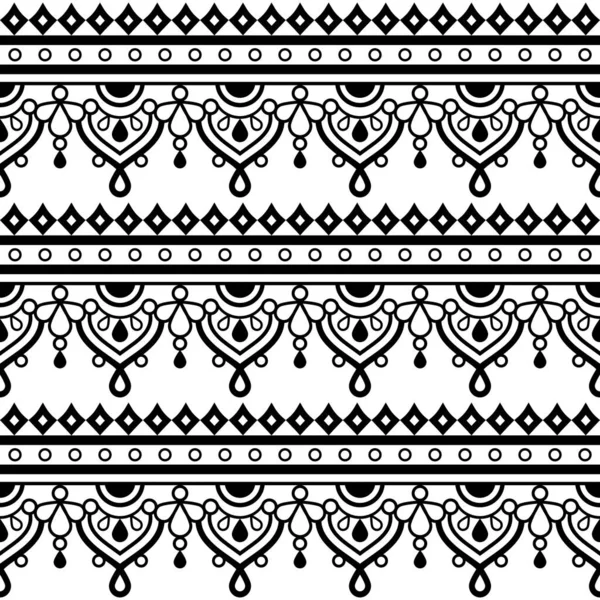 Mehndi Indian Henna Tattoo Style Vector Seamless Pattern Decorative Background — Stock Vector