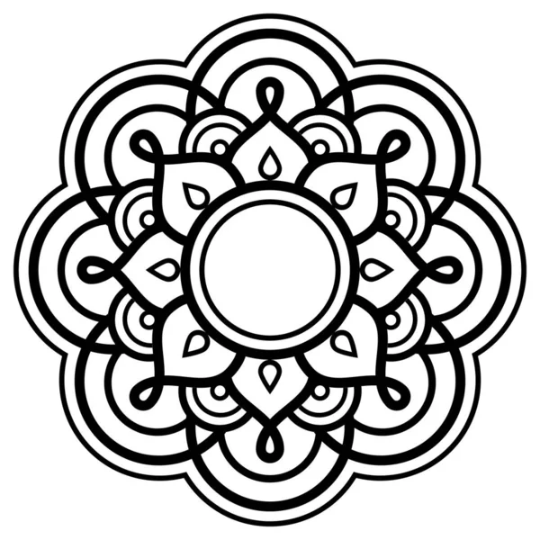 Mehndi Henna Tatoo Indian Mandala Vector Art Geometric Design Black — 스톡 벡터
