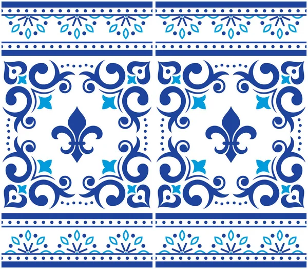 Azulejo Csempe Zökkenőmentes Vektor Minta Lisszabon Luxus Stílus Díszítő Design — Stock Vector