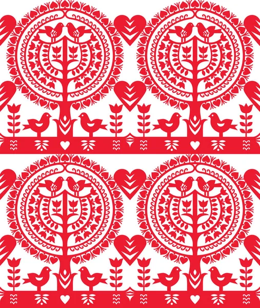 Arte Popular Polaco Sin Costura Vectorpattern Wycinanki Kurpiowskie Kurpie Papercuts — Vector de stock