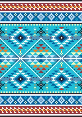 Peru geometrik halısı ya da battaniye stili dikişsiz vektör deseni - Aztek tekstil ya da kumaş baskı tasarımı 2x3 biçimi, kabile arkaplanı