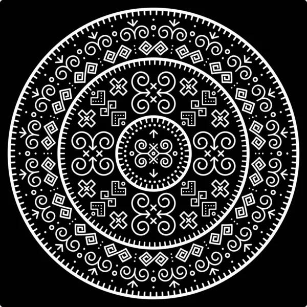 Diseño Mandala Negro Vectorial Tribal Con Formas Geométricas Arte Popular — Vector de stock
