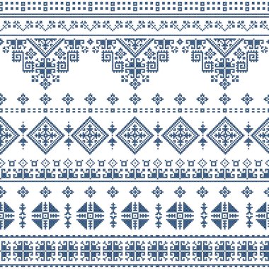 Bosna-Hersek halk sanatı, geleneksel Zmijanje nakış tasarımı olarak biçimlendirilmiş kusursuz bir model.