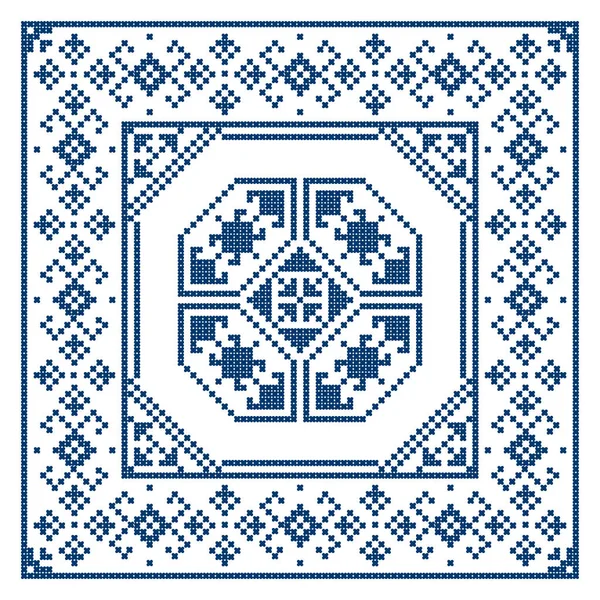 Design Vectoriel Style Broderie Bosnie Herzégovine Décoration Carrée Dans Cadre — Image vectorielle