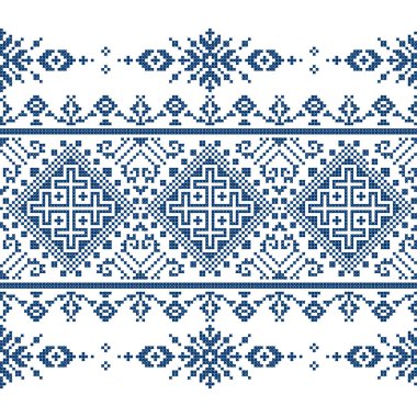 Zmijanjski vez, Bosna-Hersek 'in çapraz dikiş tasarımlarından esinlenerek geleneksel tekstil ya da kumaş halk sanatı arkaplanı 