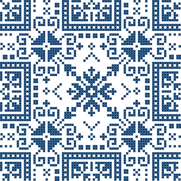 Zmijanje Embroidery Style Vector Вітрил Традиційний Дизайн Народного Мистецтва Боснії — стоковий вектор