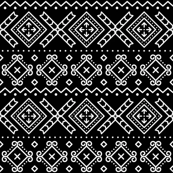 Slovak Tribal Style Folk Art Vector Seamless Geometric Pattern Ethnic — Stock Vector