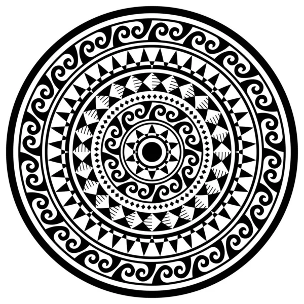 Polynesisches Geometrisches Mandala Vektormuster Hawaiianisches Stammesmuster Mit Wellen Und Geometrischem — Stockvektor