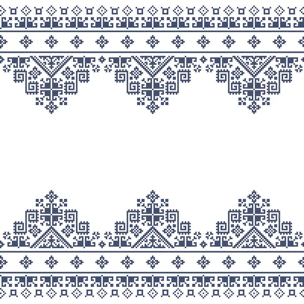 Zmijajne Tradtional Cross Stitch Vector Greeting Card Seamless Textile Pattern — Stock Vector