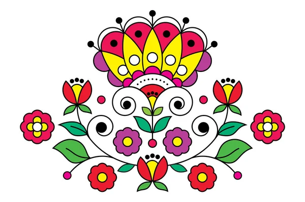 Patrón Vectores Arte Popular Escandinavo Nórdico Con Motivos Florales Inspirados — Vector de stock