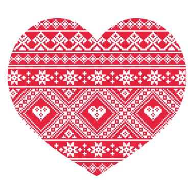 geleneksel Ukrayna kırmızı folk art kalp desen