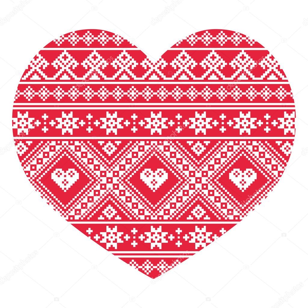 Traditional Ukrainian red folk art heart pattern