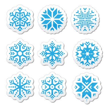 sneeuwvlokken pictogrammenset op zwarte en witte achtergrond