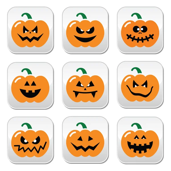 Halloween pompoen vector knoppen set — Stockvector