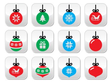 Christmas ball, Christmas bauble vector buttons set clipart
