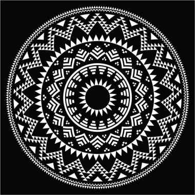 aşiret halk Aztek geometrik desen siyah yuvarlak