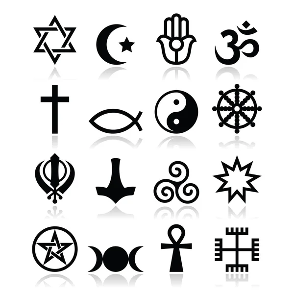 Religion der Weltsymbole - Vektorsymbole gesetzt — Stockvektor