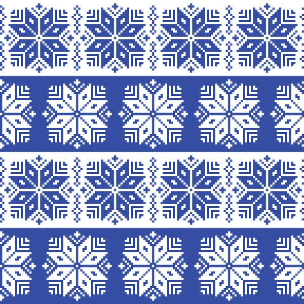 Patrón de punto azul marino de invierno ornamental tradicional - Estilo nórdico — Vector de stock