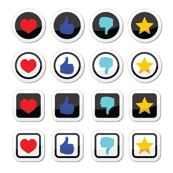 Like thumb up, love, favorite icons set — Stock Vector