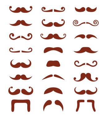 Brown moustache or mustache vector icons set vector