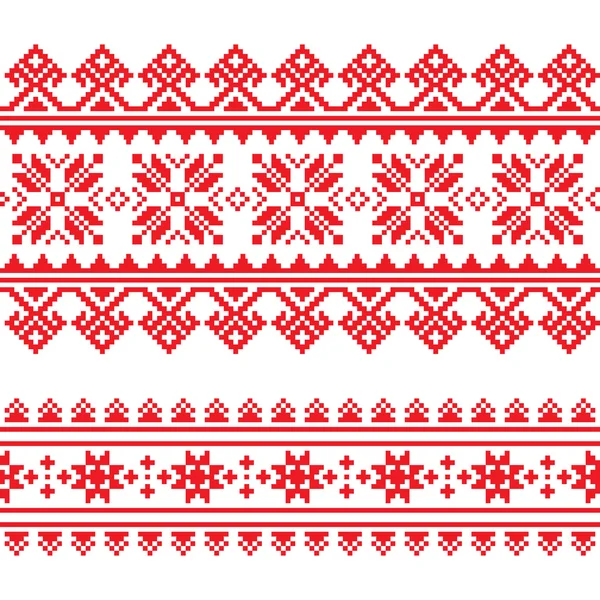 Motif traditionnel de broderie rouge tricoté en provenance d'Ukraine — Image vectorielle