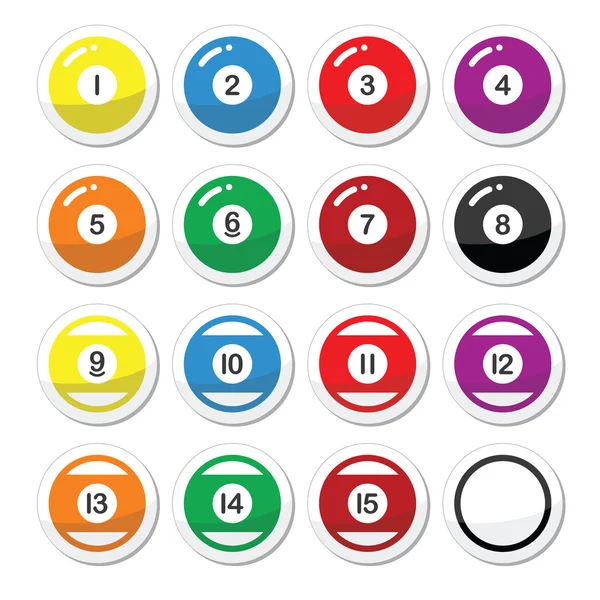 Conjunto de ícones de bolas de bilhar ou snooker — Vetor de Stock