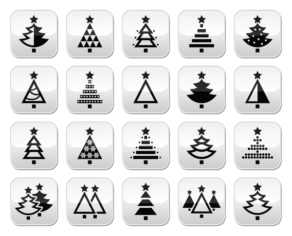 Christmas tree - verschillende soorten vector knoppen set — Stockvector