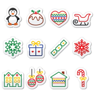 Noel, kış kutsal kişilerin resmi ile inme - penguen, Noel pudingi