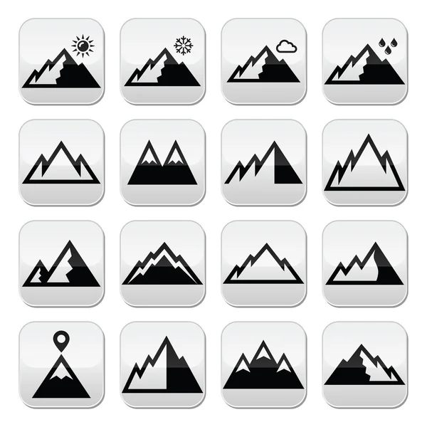 Montanhas conjunto de botões vetoriais —  Vetores de Stock