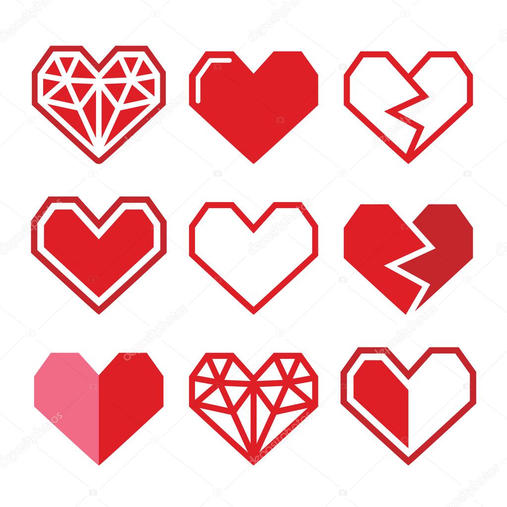 Geometric red heart for Valentine's Day icons