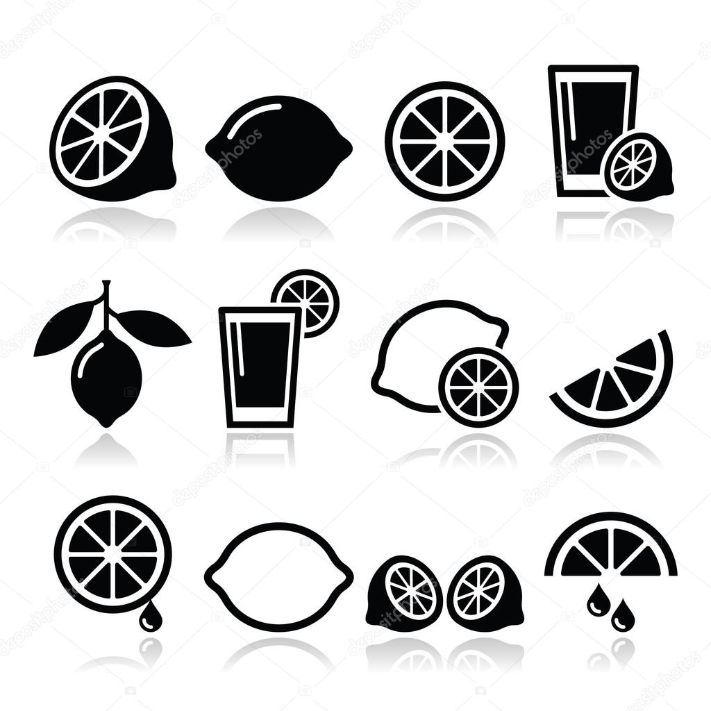 Lemon, lime icons set