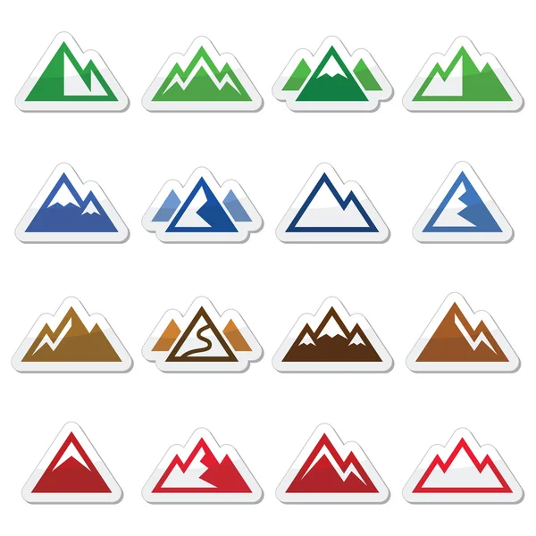 Montaña vector iconos conjunto — Vector de stock