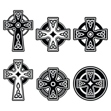 Irish, Scottish Celtic cross on white vector sign clipart