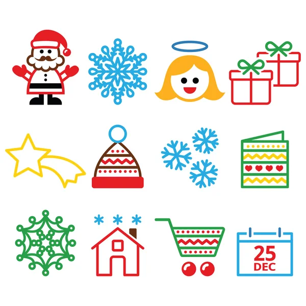 Christmas, Xmas celebrate icons set — Stock Vector