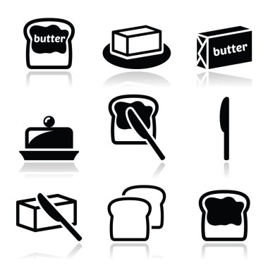 Tereyağı ya da margarin vector Icons set