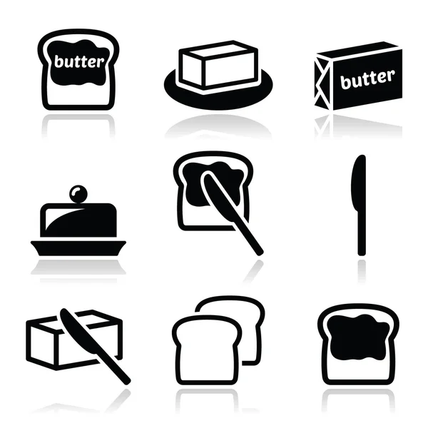 Tereyağı ya da margarin vector Icons set — Stok Vektör