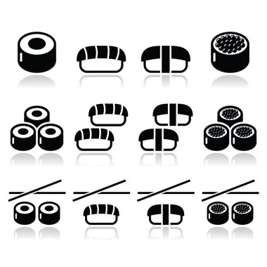 Suşi - Japon yemekleri vector Icons set