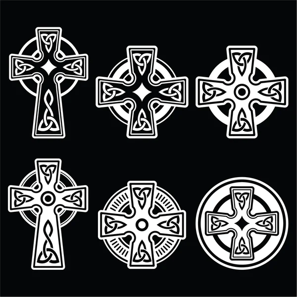 Irish, Scottish Celtic white cross on black — Stock Vector