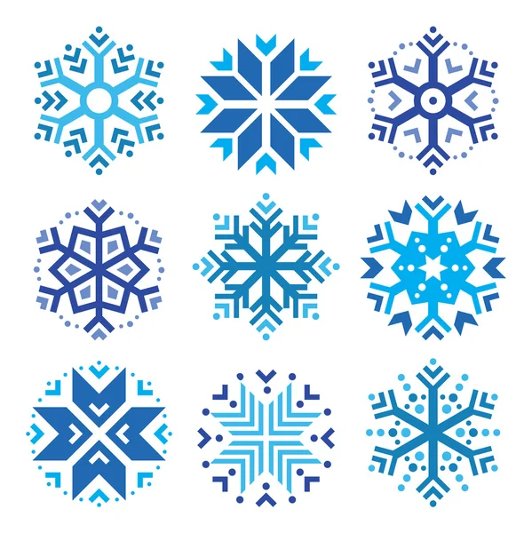 Snowflakes, winter blue icons set — Stock Vector