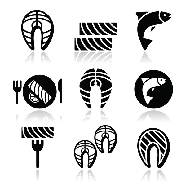 Somon Balık ve yemek - yemek Icons set