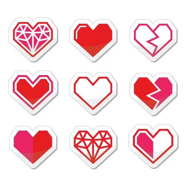 Geometrické srdce pro den svatého Valentýna ikony — Stockový vektor