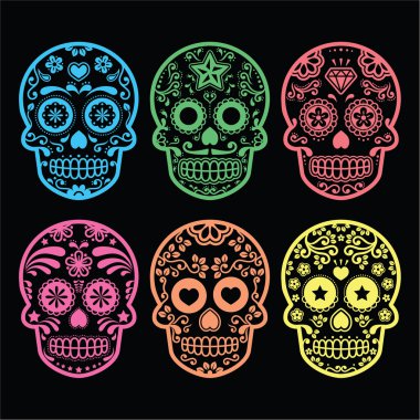 Meksika şeker kafatası, Dia de los Muertos simgeler siyah